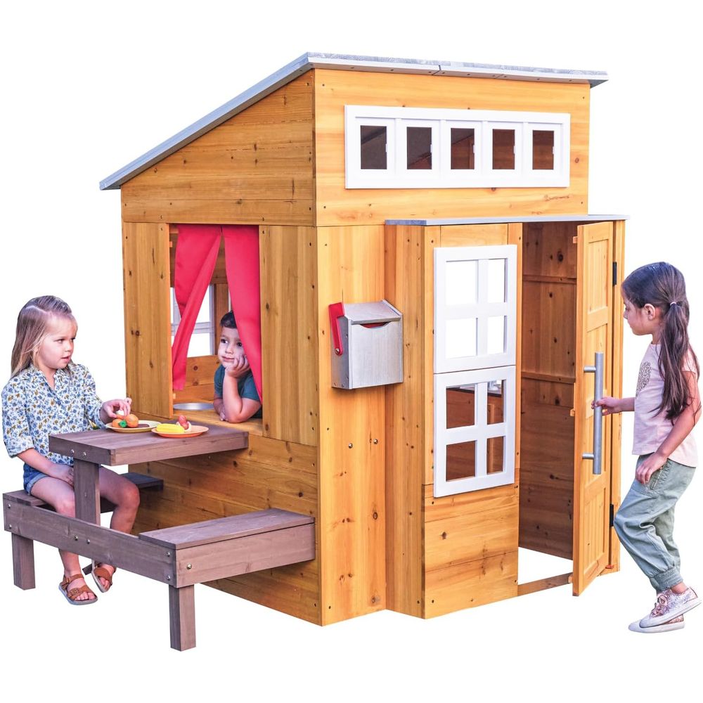 Kids Outdoor Picnic Table - KidKraft Modern Wooden Playhouse Outdoor with