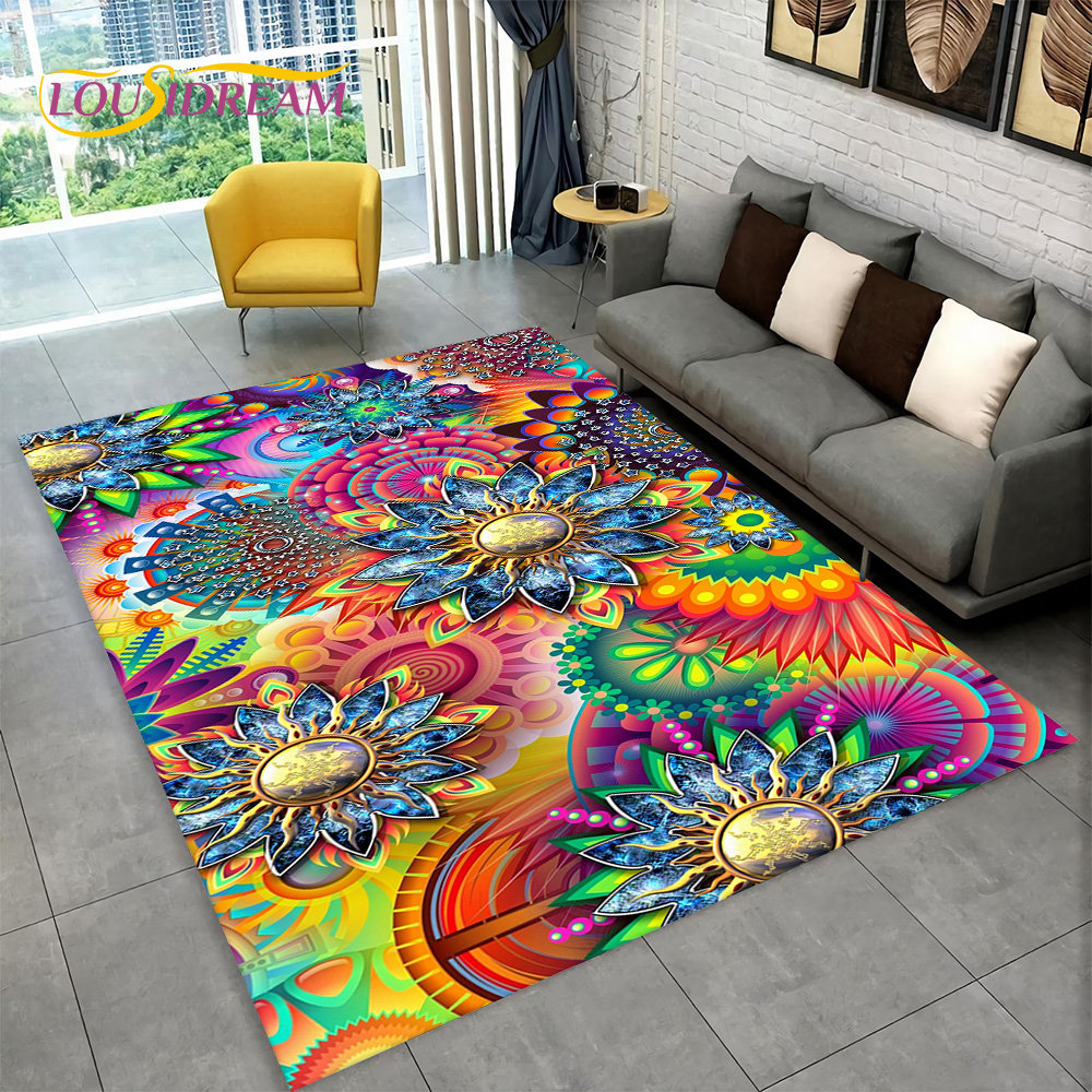 Kids Outdoor Flooring - Bohemia Mandala Geometric Area Rug,Carpet Rug