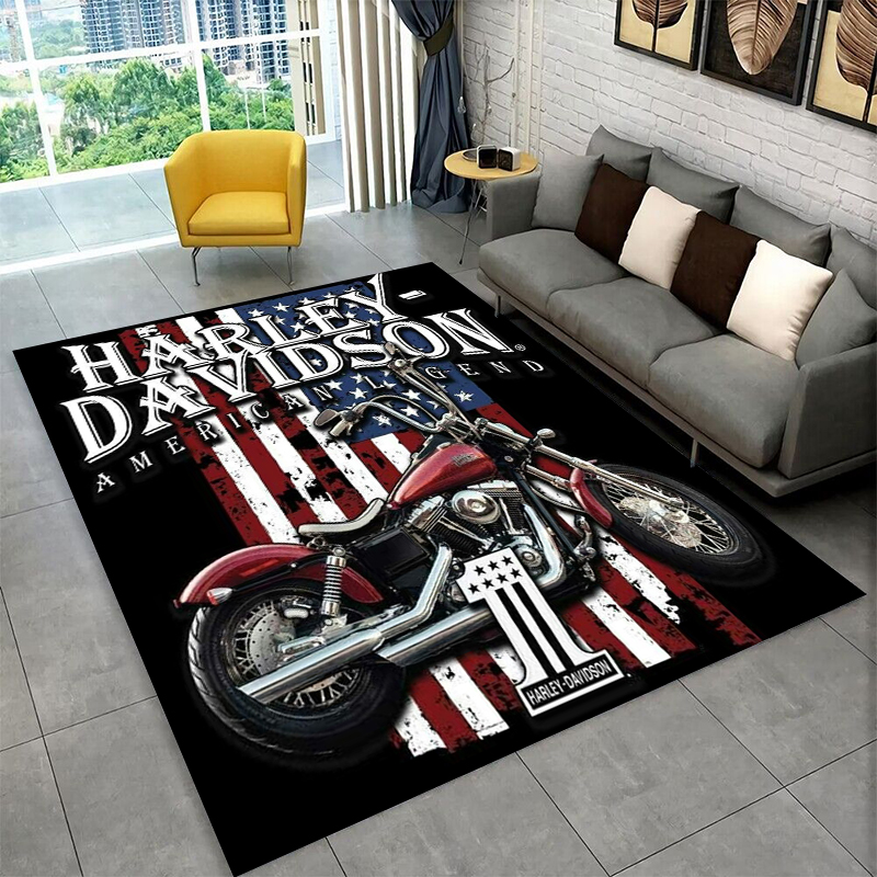 Kids Outdoor Flooring - Retro H-Harleys Racing Moto Non-Slip Area