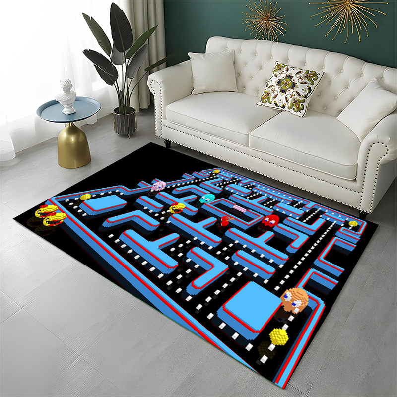 Kids Outdoor Flooring - Retro P-Pacman Game Non-Slip Area Rug