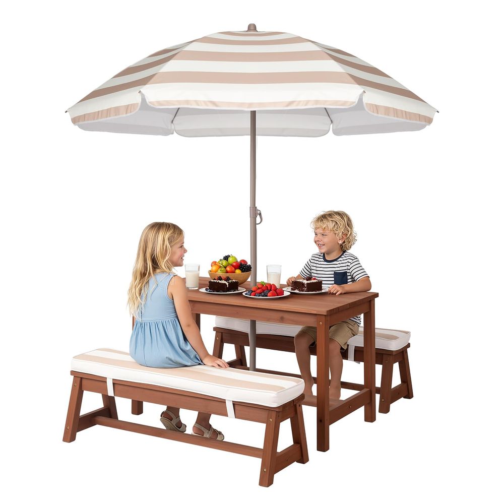 Kids Outdoor Table With Umbrella - Kids Picnic Table Outdoor Wooden Table