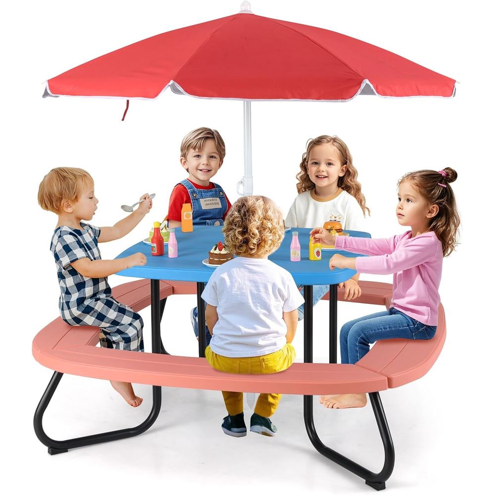 Kids Outdoor Picnic Table - Kids Picnic Table, 8 Person Toddler