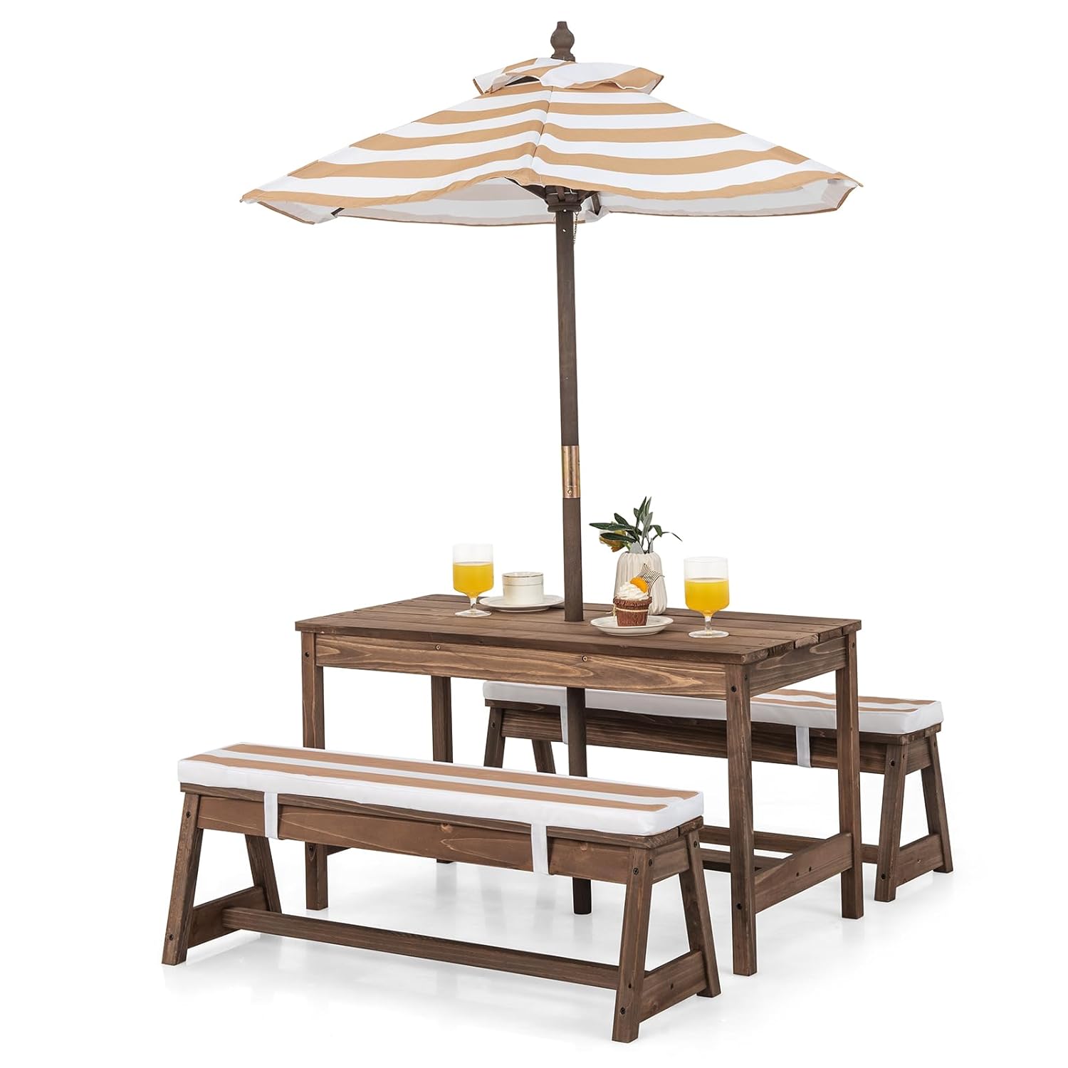 Kids Outdoor Table With Umbrella - Kids Picnic Table, Outdoor Wooden Table