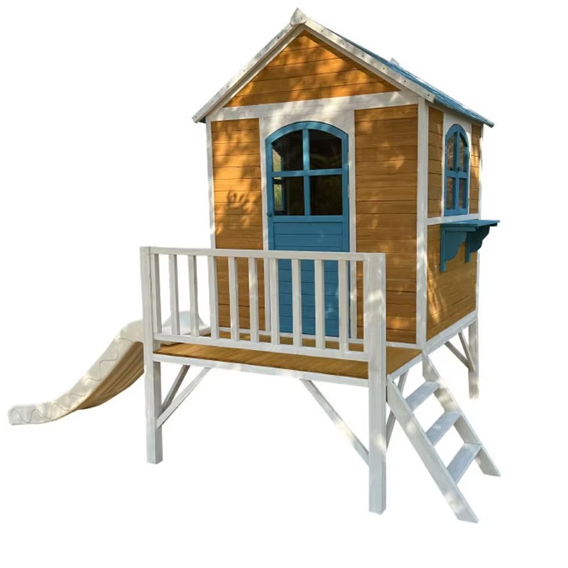 Kids Outdoor Flooring - Modern Two-Floor Kids Wooden Outdoor Playhouse