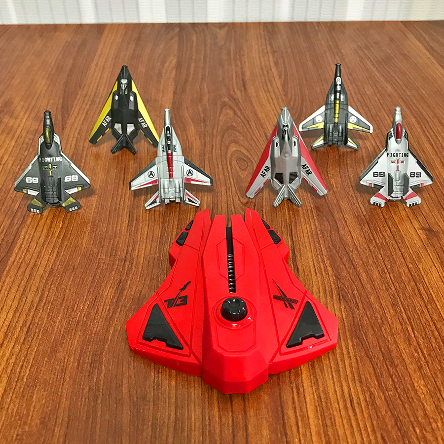 Kids Outdoor Storage - 6pcs Fighter Plane Red Launcher Toy,