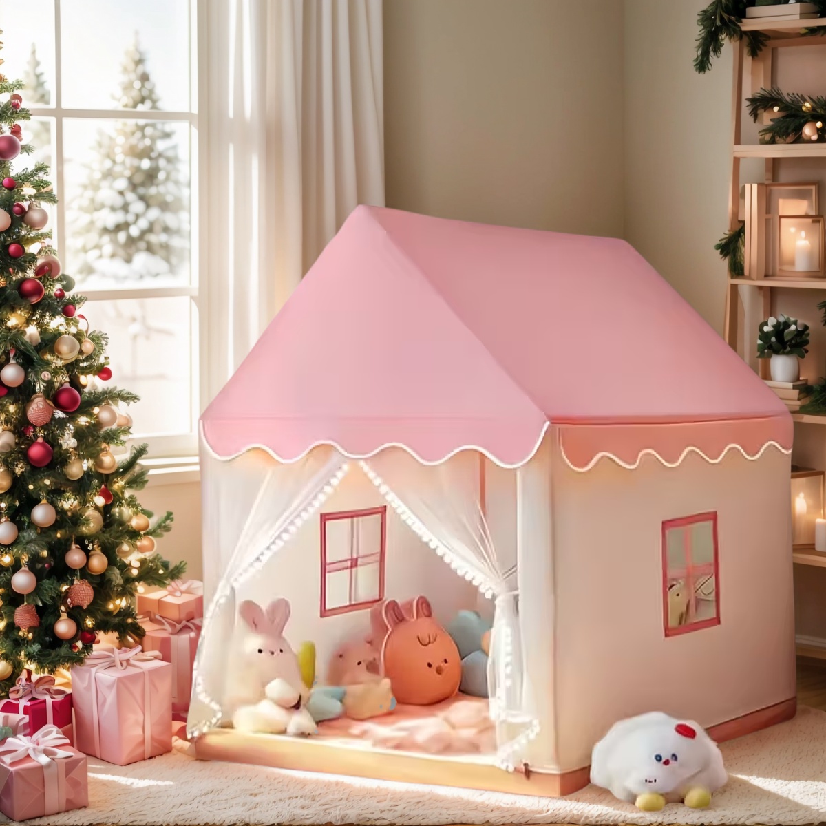 Kids Outdoor Cubby House - Princess Fairy Tale Castle Tent, Secret