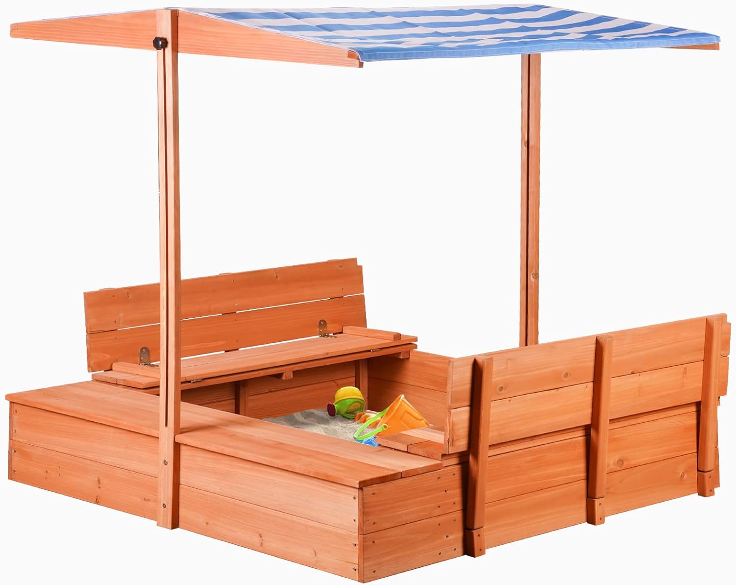 Kids Outdoor Storage - Wooden Sandbox with Cover and Storage