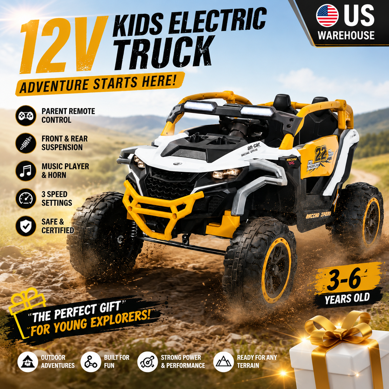 Kids Outdoor Car - 12V Kids Electric Truck Ride on