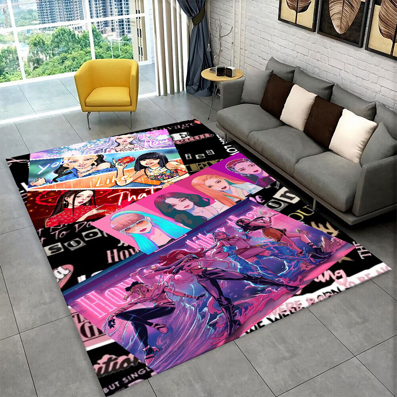 Kids Outdoor Flooring - Fashion B-Black P-Pink Kpop Star Carpet