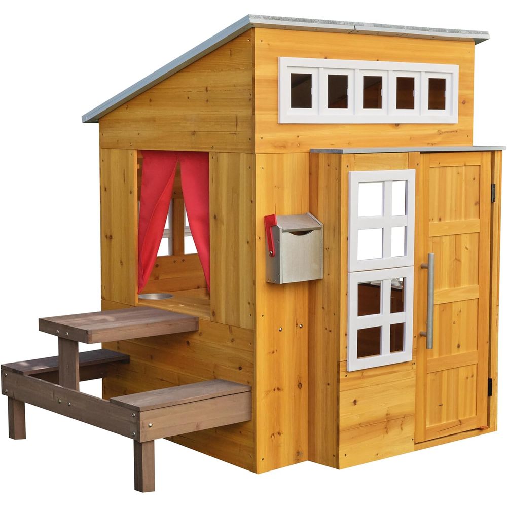 KidKraft Modern Wooden Playhou - đánh giá và giá Kids Outdoor Picnic Table
