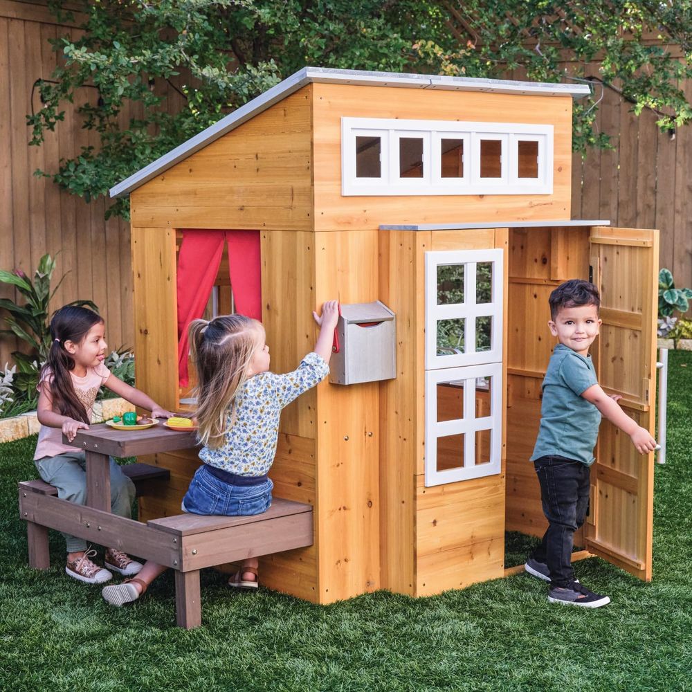 KidKraft Modern Wooden Playhou - đánh giá và giá Kids Outdoor Picnic Table