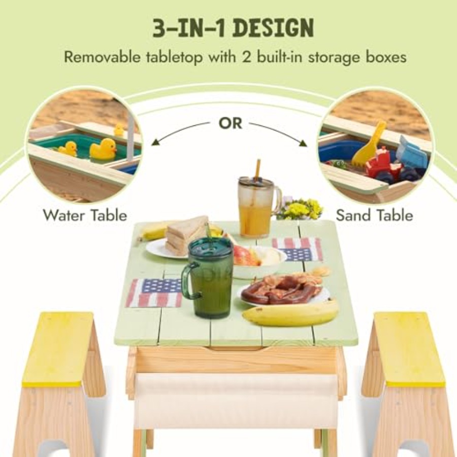 Indoor outdoor 3-in-1 kids pic - đánh giá và giá Kids Outdoor Picnic Table