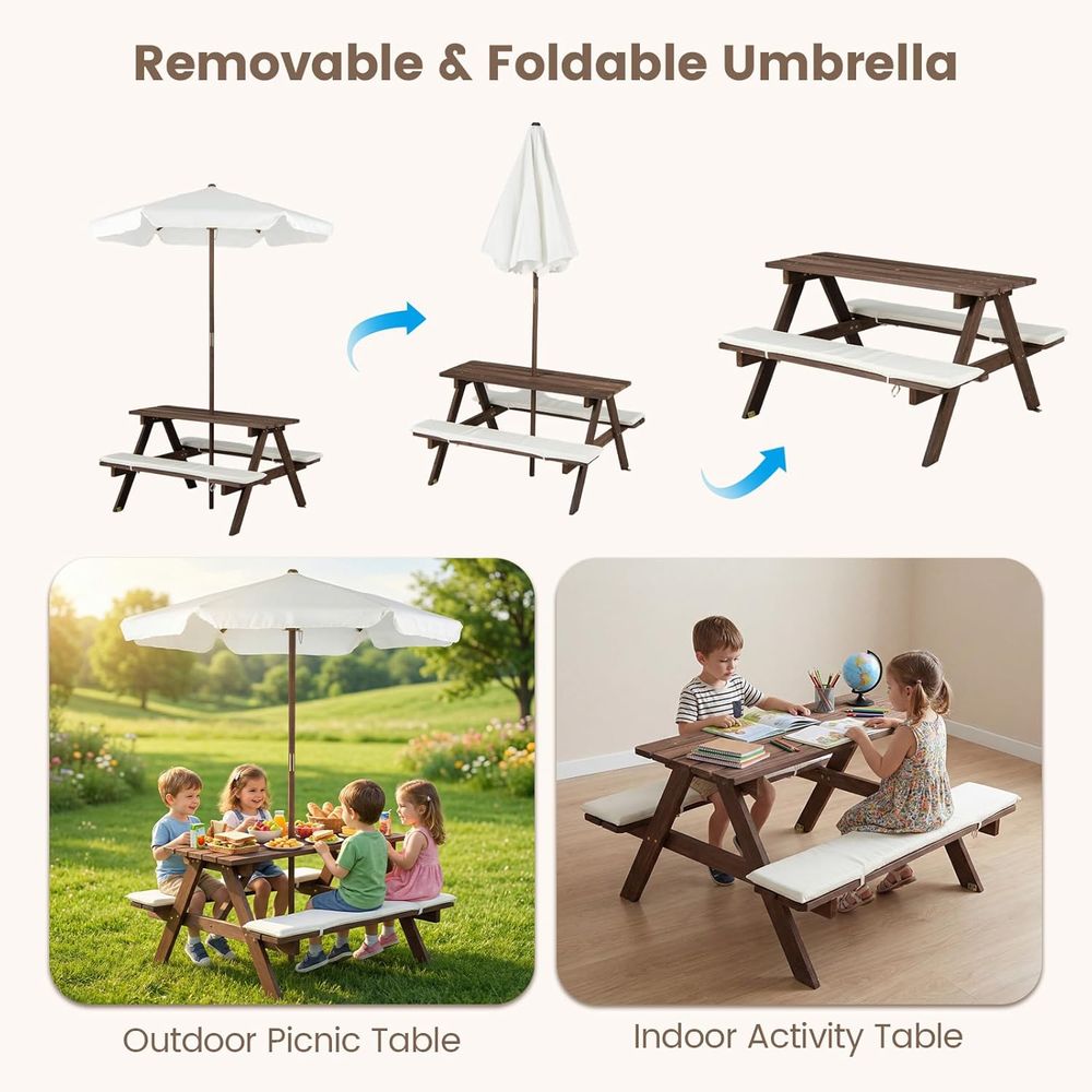 Outdoor Wooden Kids Picnic Tab - đánh giá và giá Kids Outdoor Picnic Table