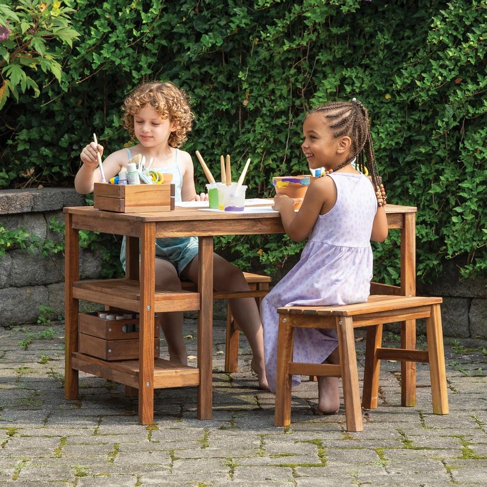 Kids Outdoor Crat Table and 2  - đánh giá và giá Kids Outdoor Picnic Table