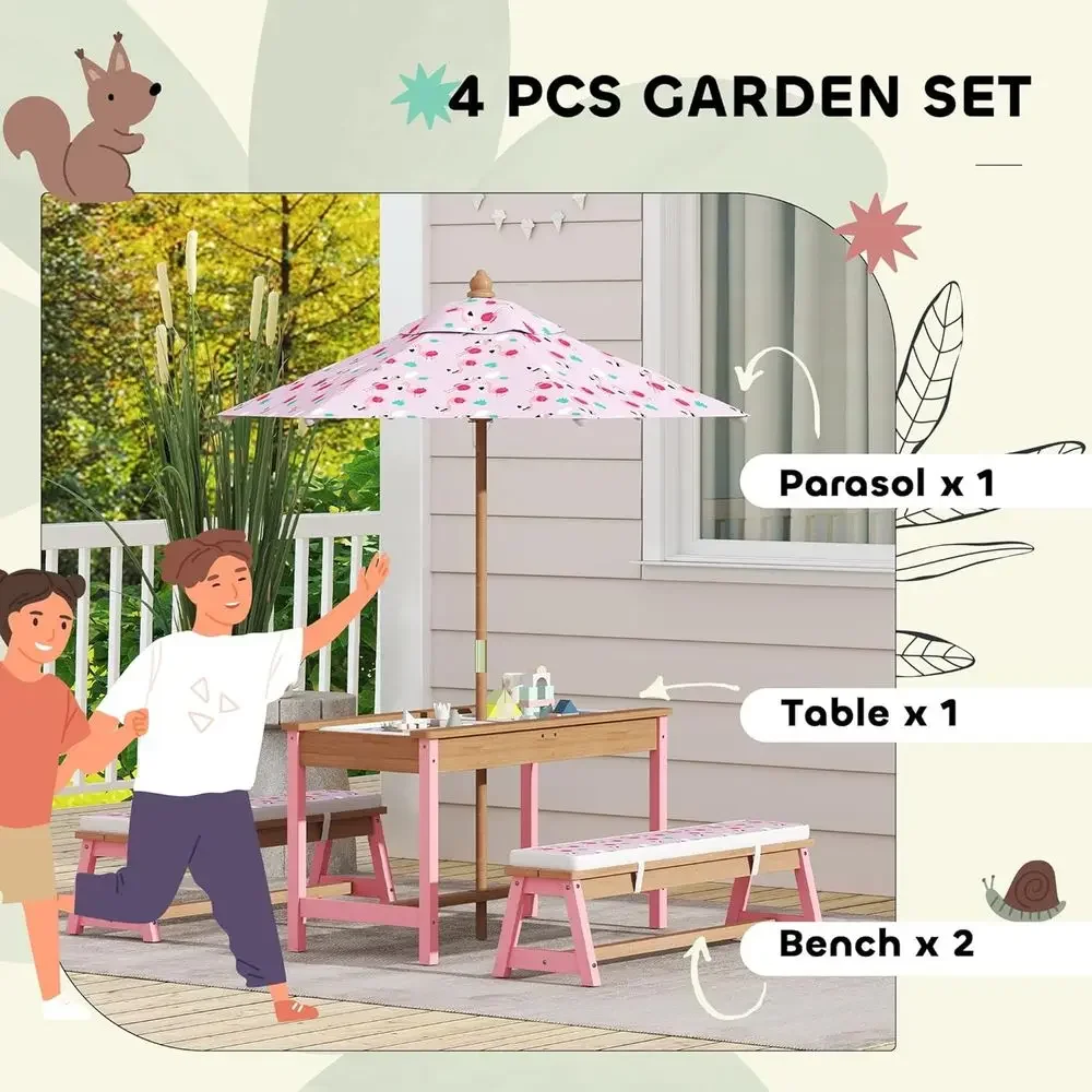 Wooden Picnic Table Set with U - đánh giá và giá Kids Outdoor Picnic Table