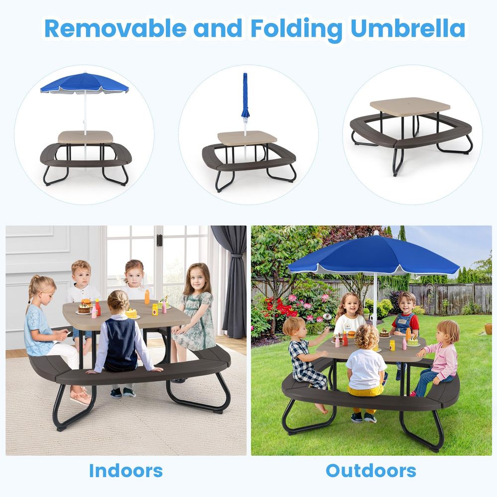 Kids Picnic Table, 8 Person Ki - đánh giá và giá Kids Outdoor Table With Umbrella