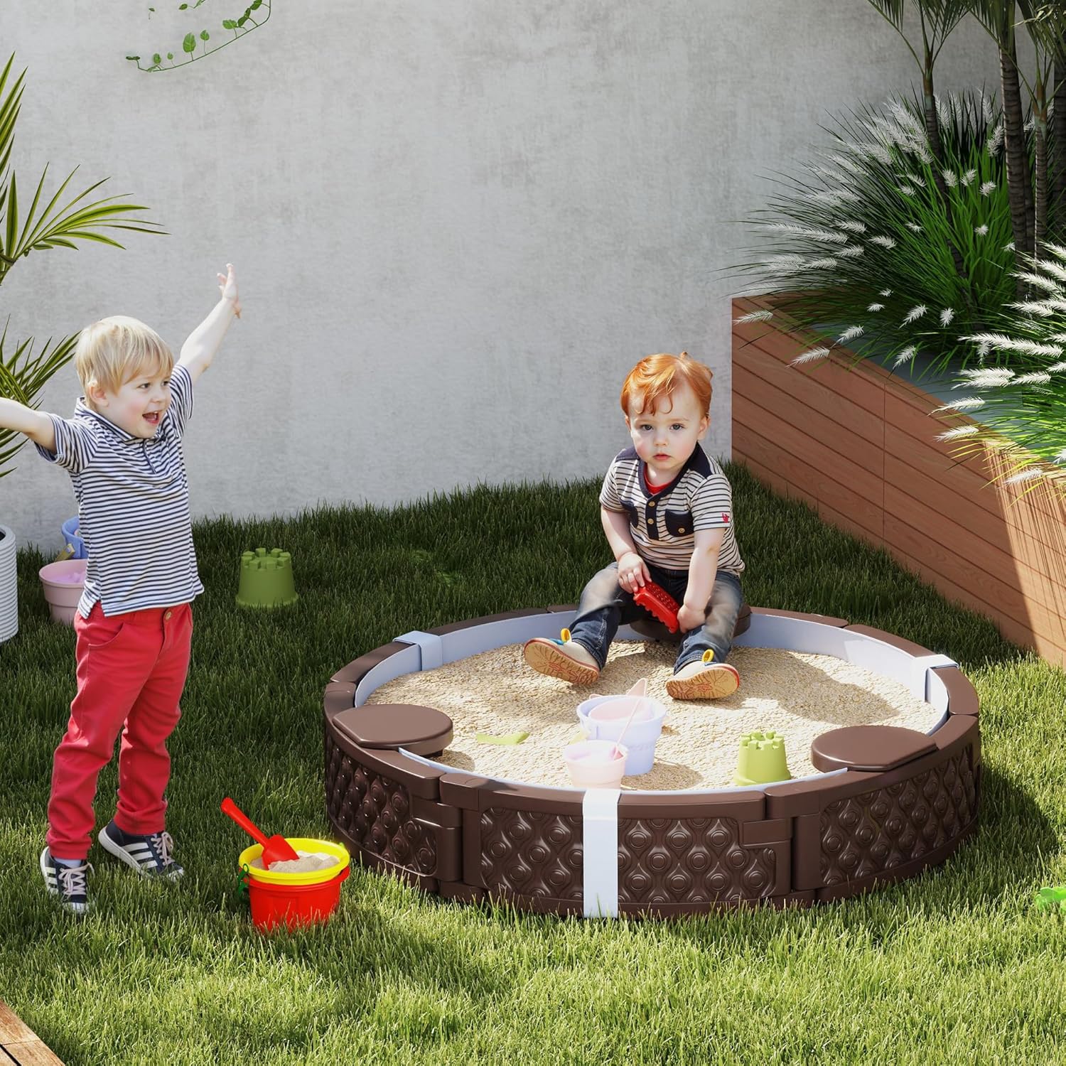 Kids Sandbox with Cover, Round - đánh giá và giá Kids Outdoor Picnic Table