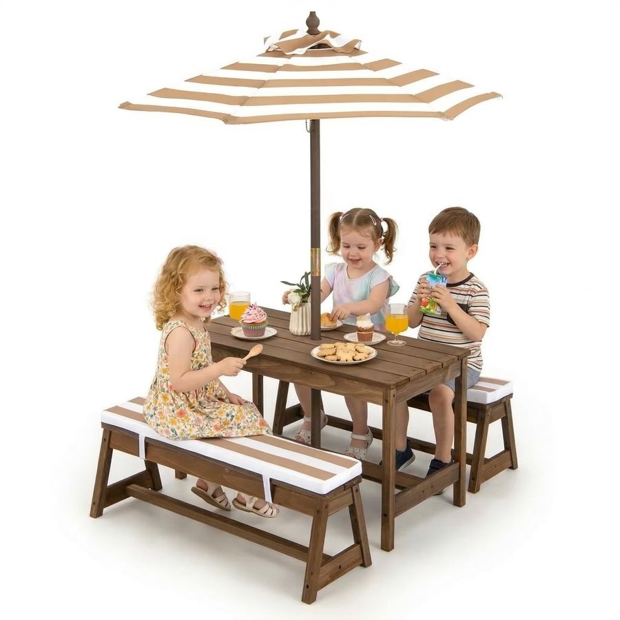 Kids Picnic Table, Toddler Woo - đánh giá và giá Kids Outdoor Table With Umbrella