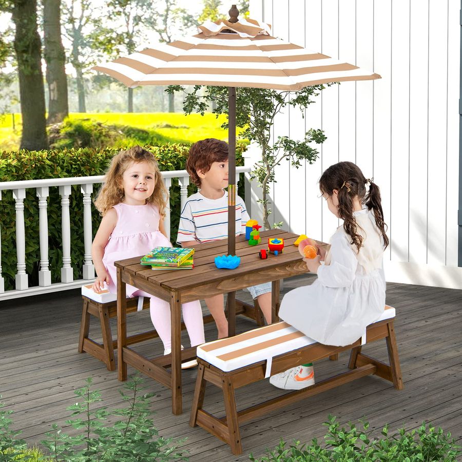Kids Picnic Table, Toddler Woo - đánh giá và giá Kids Outdoor Table With Umbrella