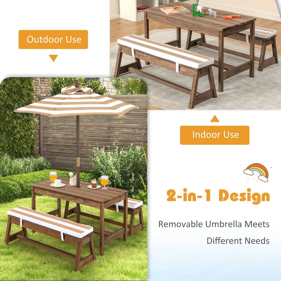 Kids Picnic Table, Toddler Woo - đánh giá và giá Kids Outdoor Table With Umbrella