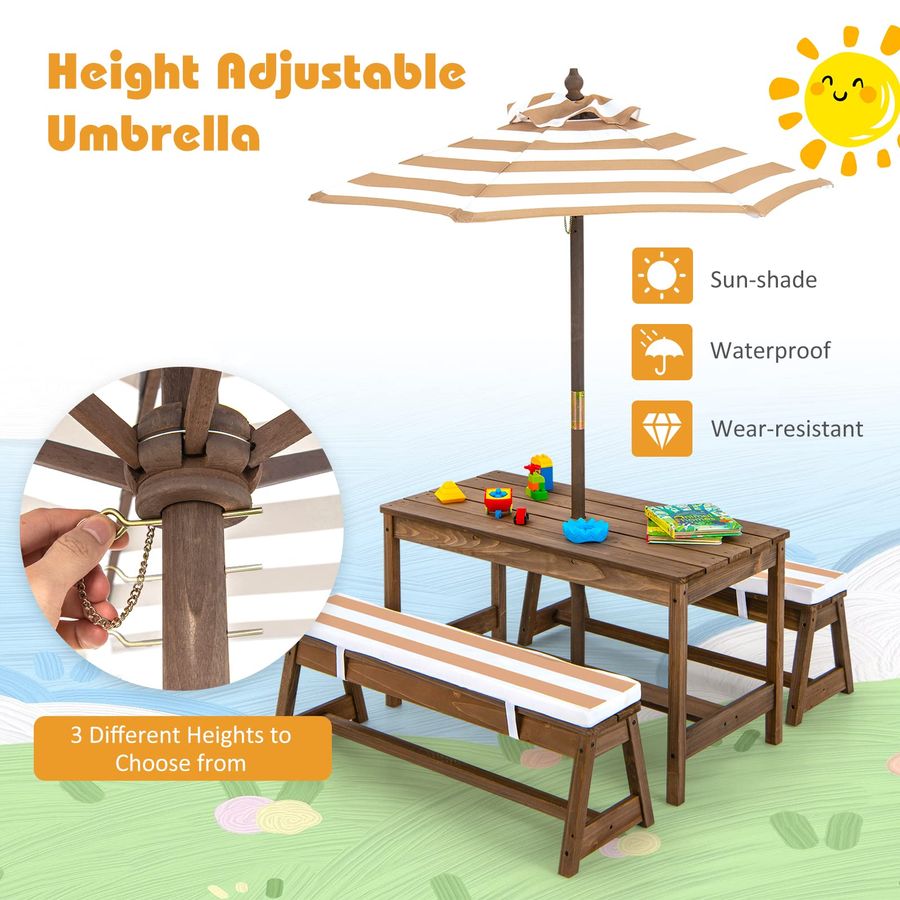 Kids Picnic Table, Toddler Woo - đánh giá và giá Kids Outdoor Table With Umbrella