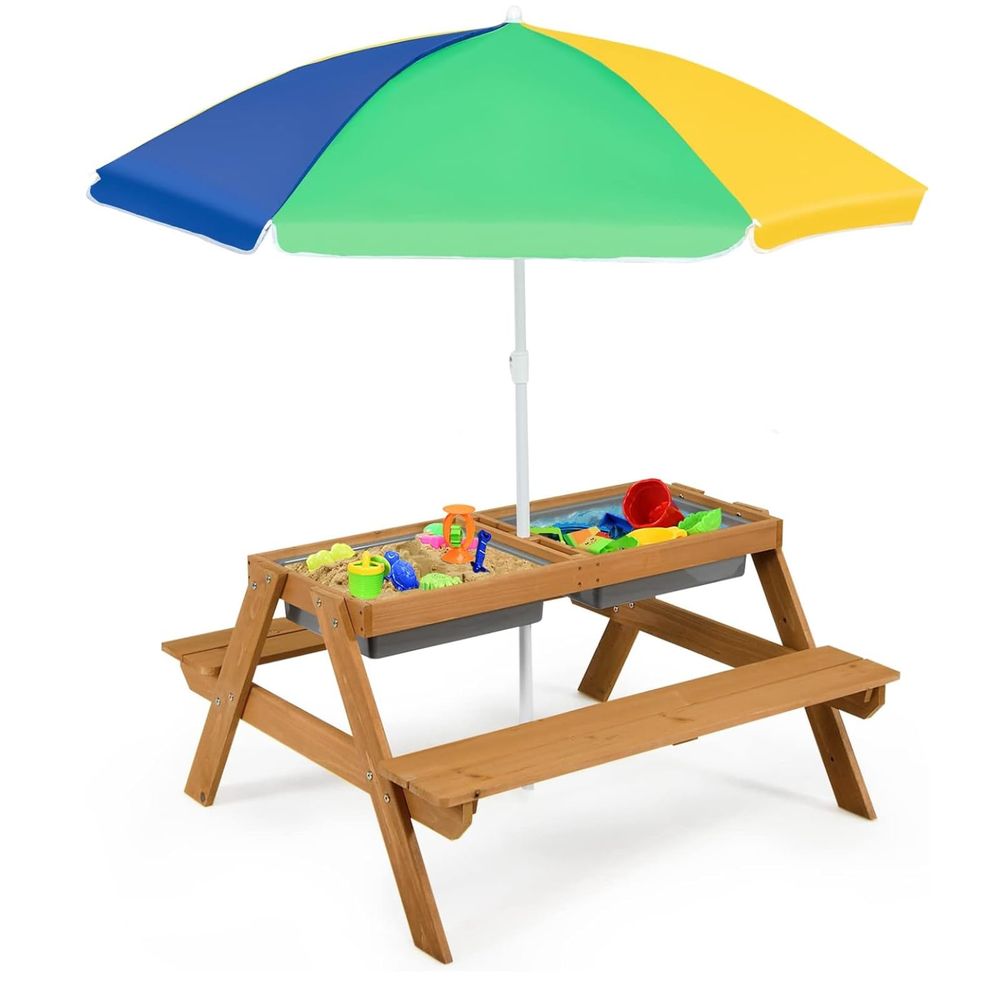 Kids Picnic Table, 4 in 1 Ceda - đánh giá và giá Kids Outdoor Table With Umbrella