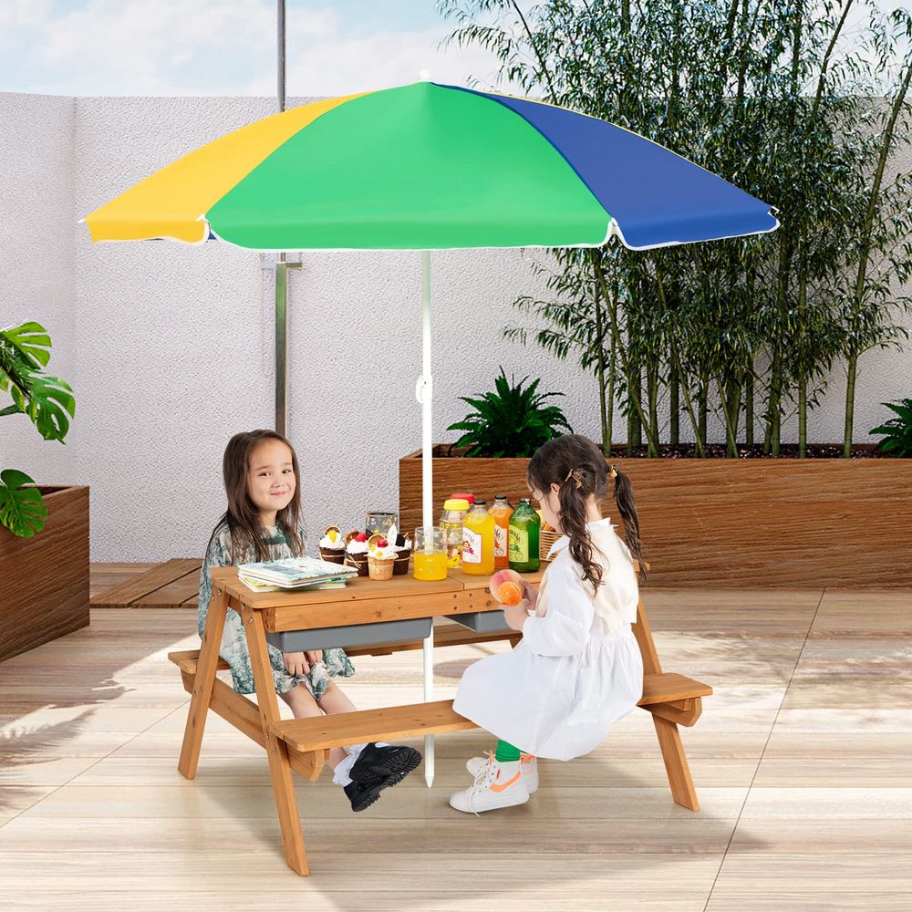 Kids Picnic Table, 4 in 1 Ceda - đánh giá và giá Kids Outdoor Table With Umbrella