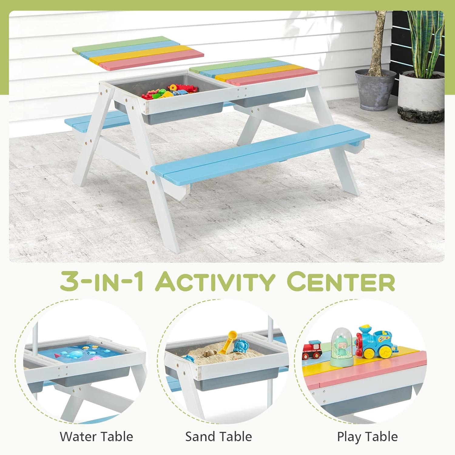 Kids Picnic Table, 4 in 1 Outd - đánh giá và giá Kids Outdoor Picnic Table
