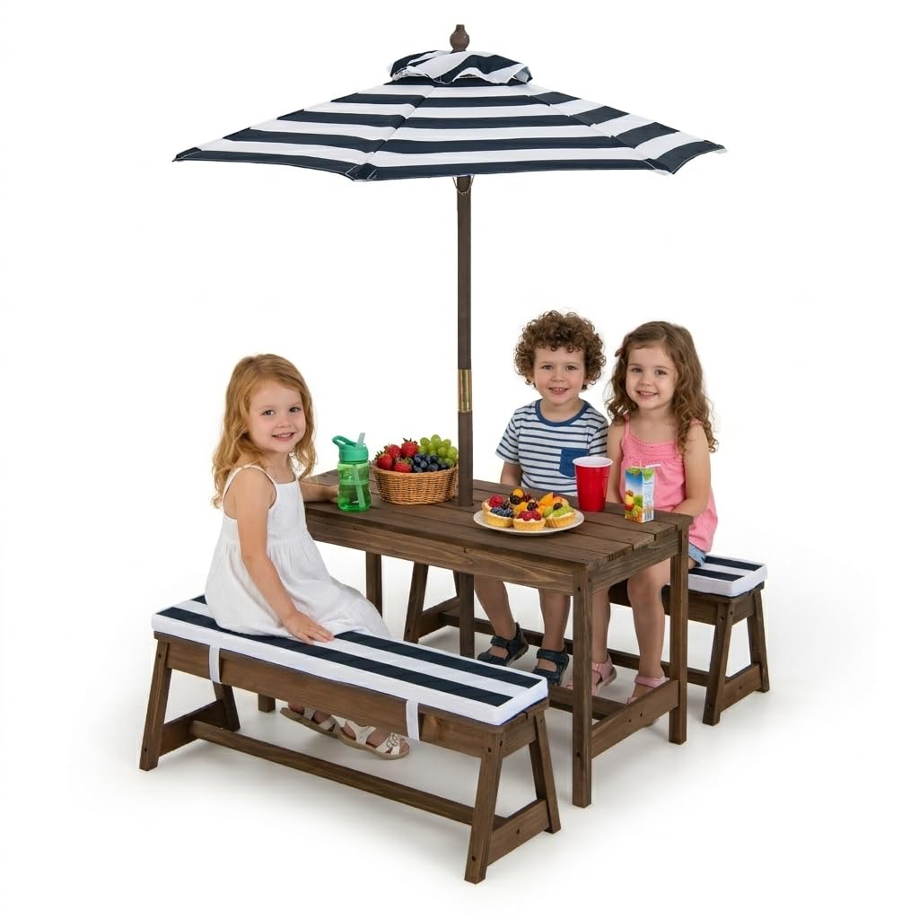 Height Adjustable Wooden Kids  - đánh giá và giá Kids Outdoor Picnic Table