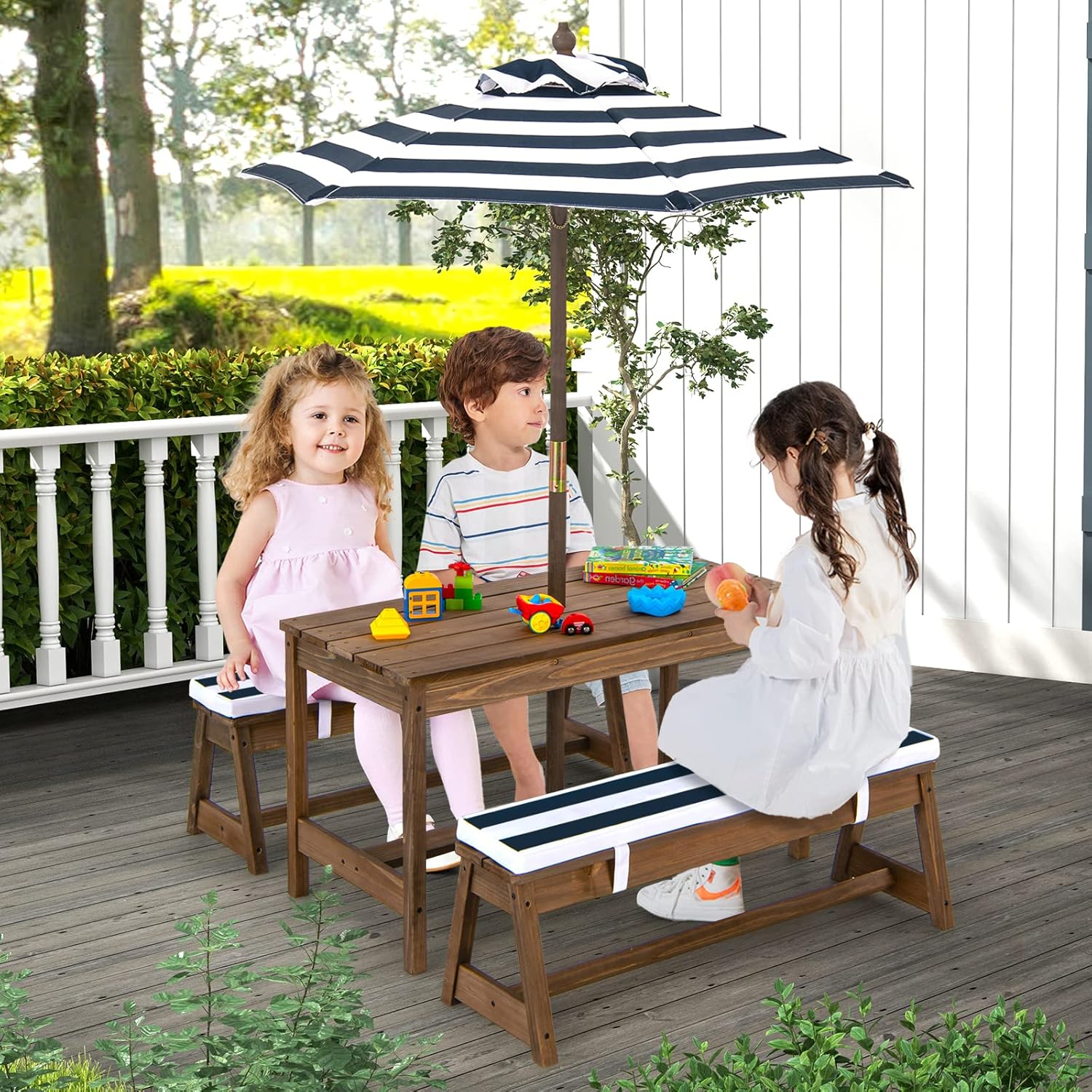 Height Adjustable Wooden Kids  - đánh giá và giá Kids Outdoor Picnic Table