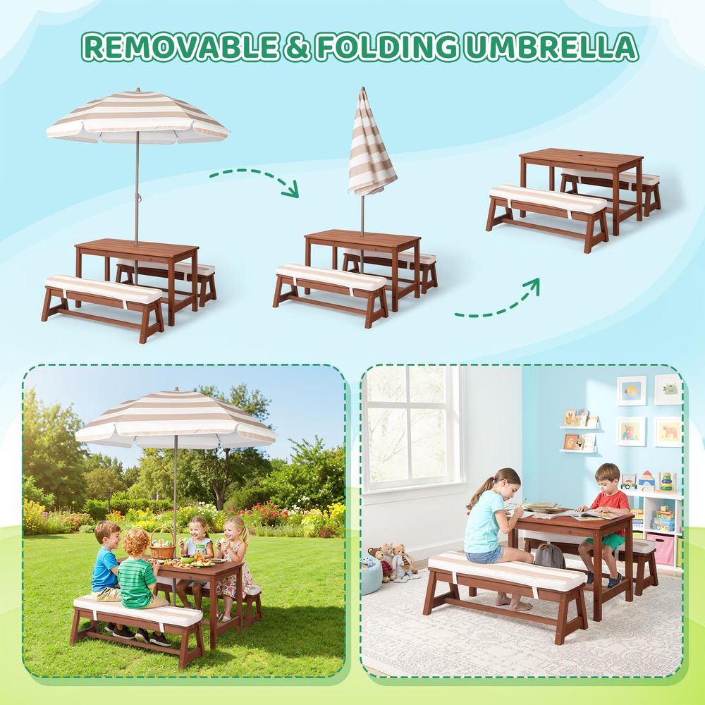 Kids Picnic Table Outdoor Wood - đánh giá và giá Kids Outdoor Table With Umbrella