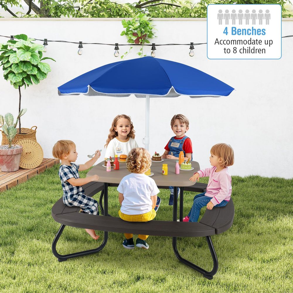Kids Picnic Table, 8 Person To - đánh giá và giá Kids Outdoor Table With Umbrella