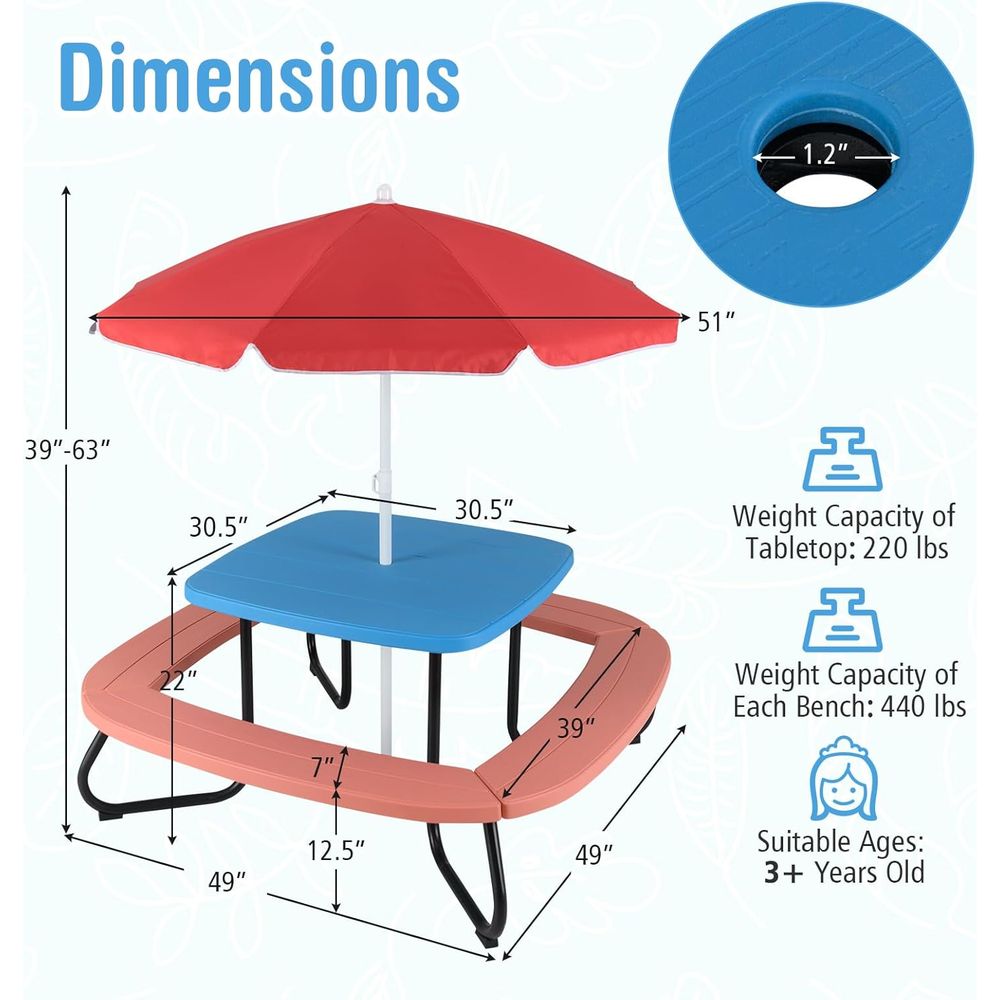 Kids Picnic Table, 8 Person To - đánh giá và giá Kids Outdoor Picnic Table