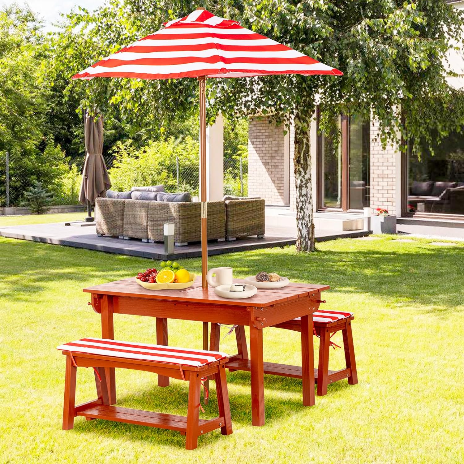 Kids Picnic Table with Umbrell - đánh giá và giá Kids Outdoor Table With Umbrella