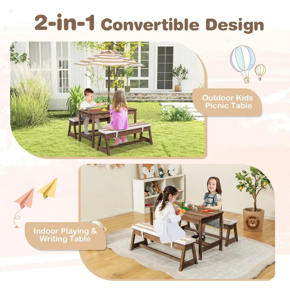 Kids Picnic Table, Outdoor Woo - đánh giá và giá Kids Outdoor Table With Umbrella