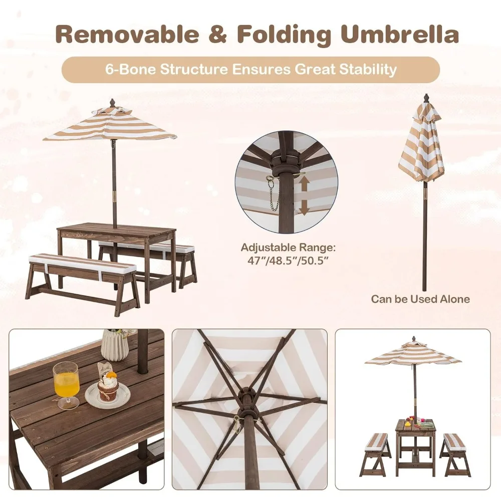 Kids Picnic Table, Outdoor Woo - đánh giá và giá Kids Outdoor Table With Umbrella